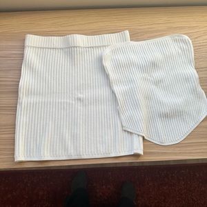 White Fox Fair And Square Knitted Bustier and Slow Jams Knitted Mini Skirt